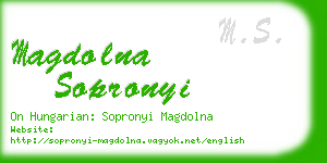 magdolna sopronyi business card